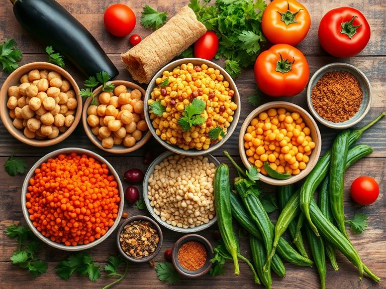 Perinteiset raaka-aineet egyptiläisessä kasvisruoassa