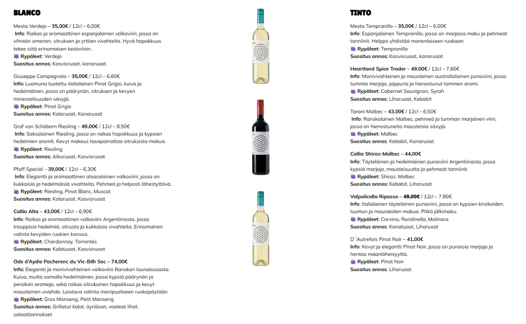 Elämyksellinen tarina viinilistan takana